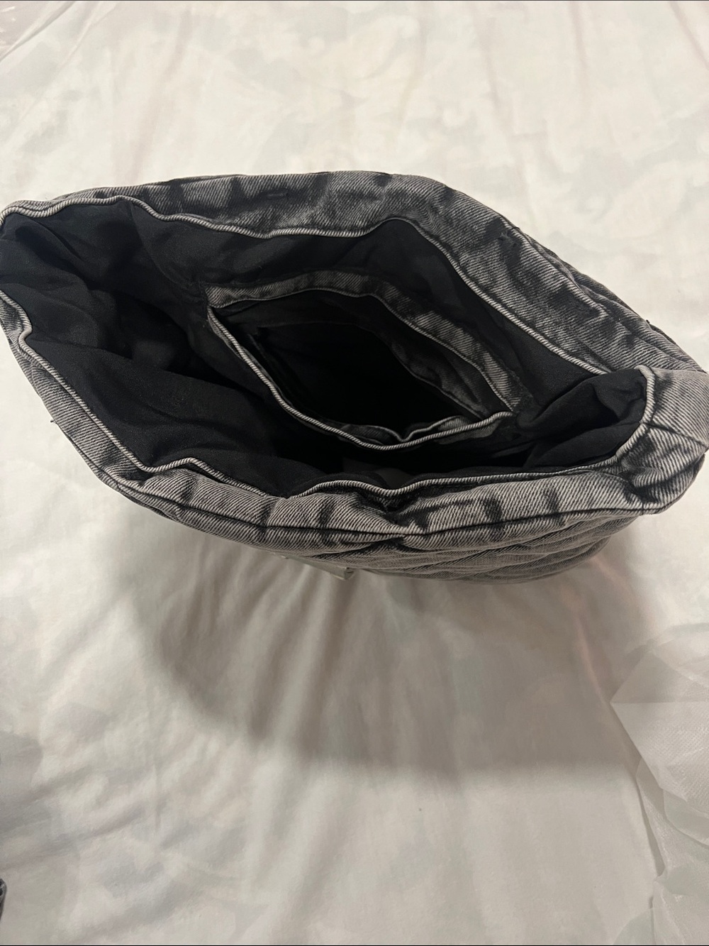 Zara Quilted Shoulder Bag in Dark Gray with Silver Chain - Picture 3 of 5